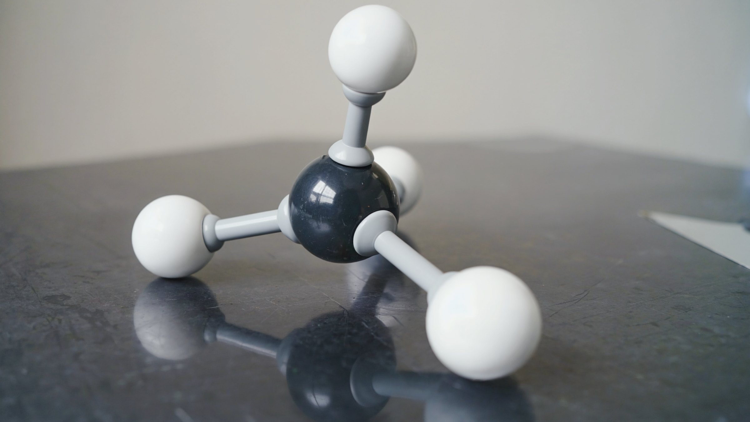 Molecular model on a laboratory bench